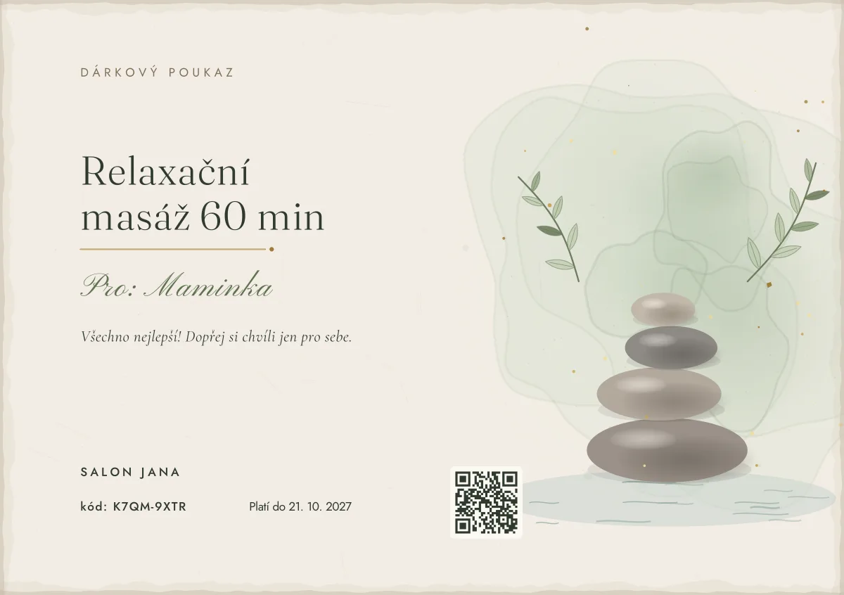 Poukaz v designu Spa / přírodní